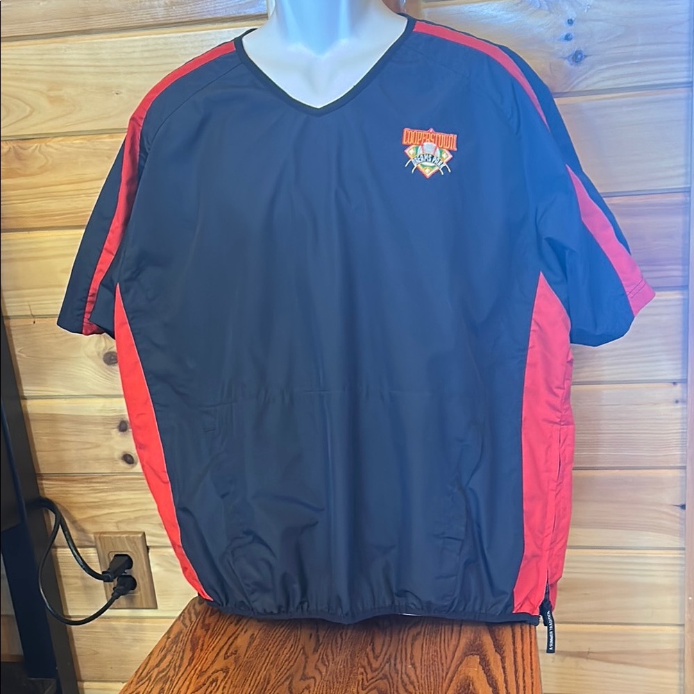 Cooperstown Baseball Dream Park Authentic Blue and Red Short Sleeve Cage Jacket